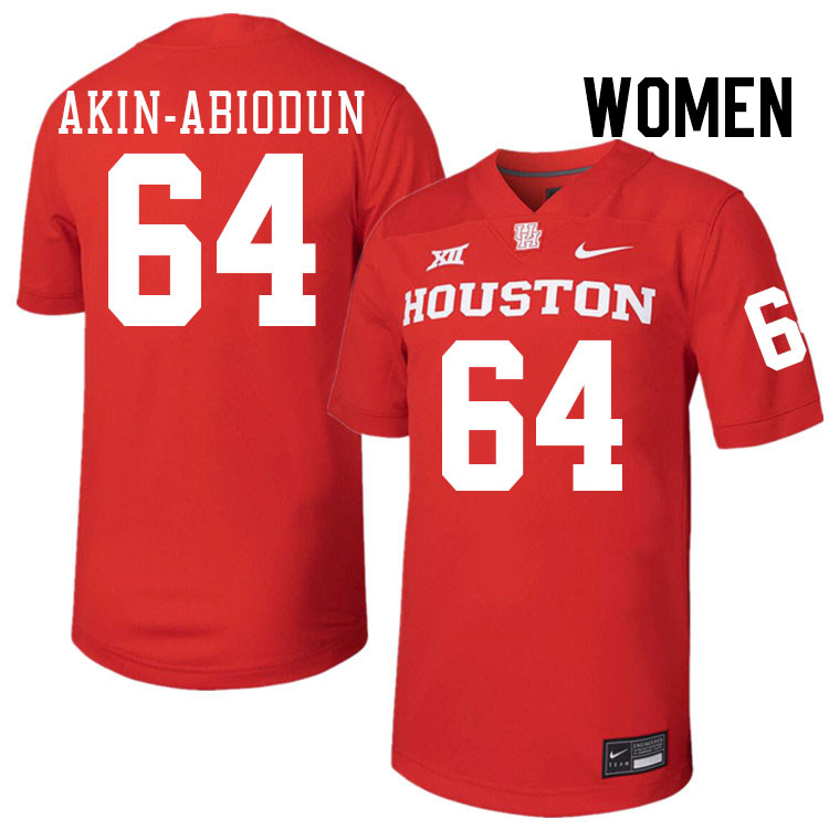 Women #64 Ezekiel Akin-Abiodun Houston Cougars College Football Jerseys Stitched-Red